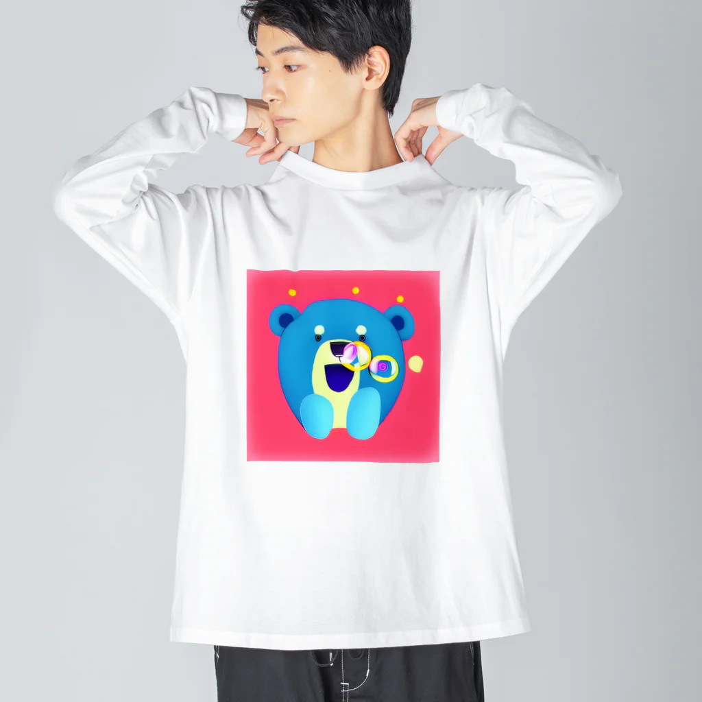 hoshi_pの鼻からしゃぼんクマっち ビッグシルエットロングスリーブTシャツ