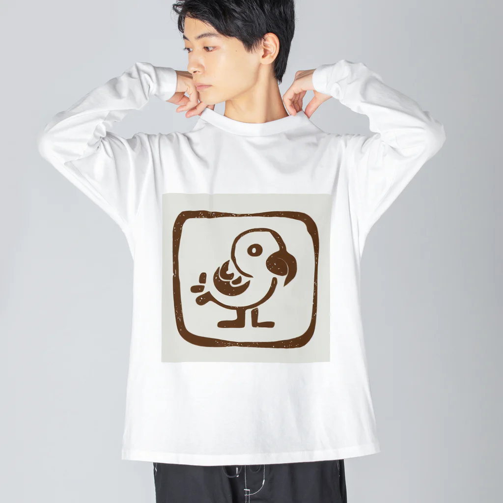 ikubohのナスカの地上絵「オウム」インスパイア05 ビッグシルエットロングスリーブTシャツ