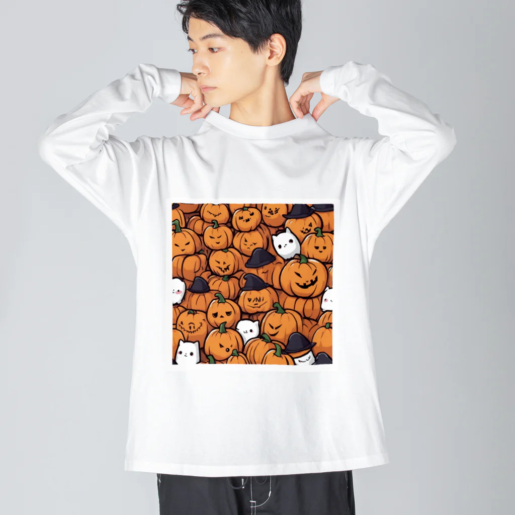 カツヒサ☆のハロウィン　かぼちゃグッズ ビッグシルエットロングスリーブTシャツ