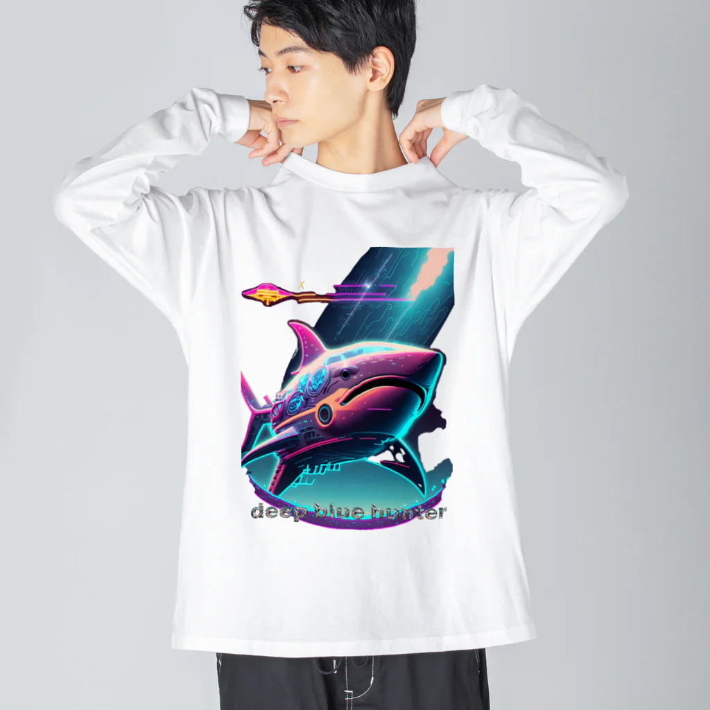 RISE　CEED【オリジナルブランドSHOP】のサメ型宇宙船の奇想天外 Big Long Sleeve T-Shirt