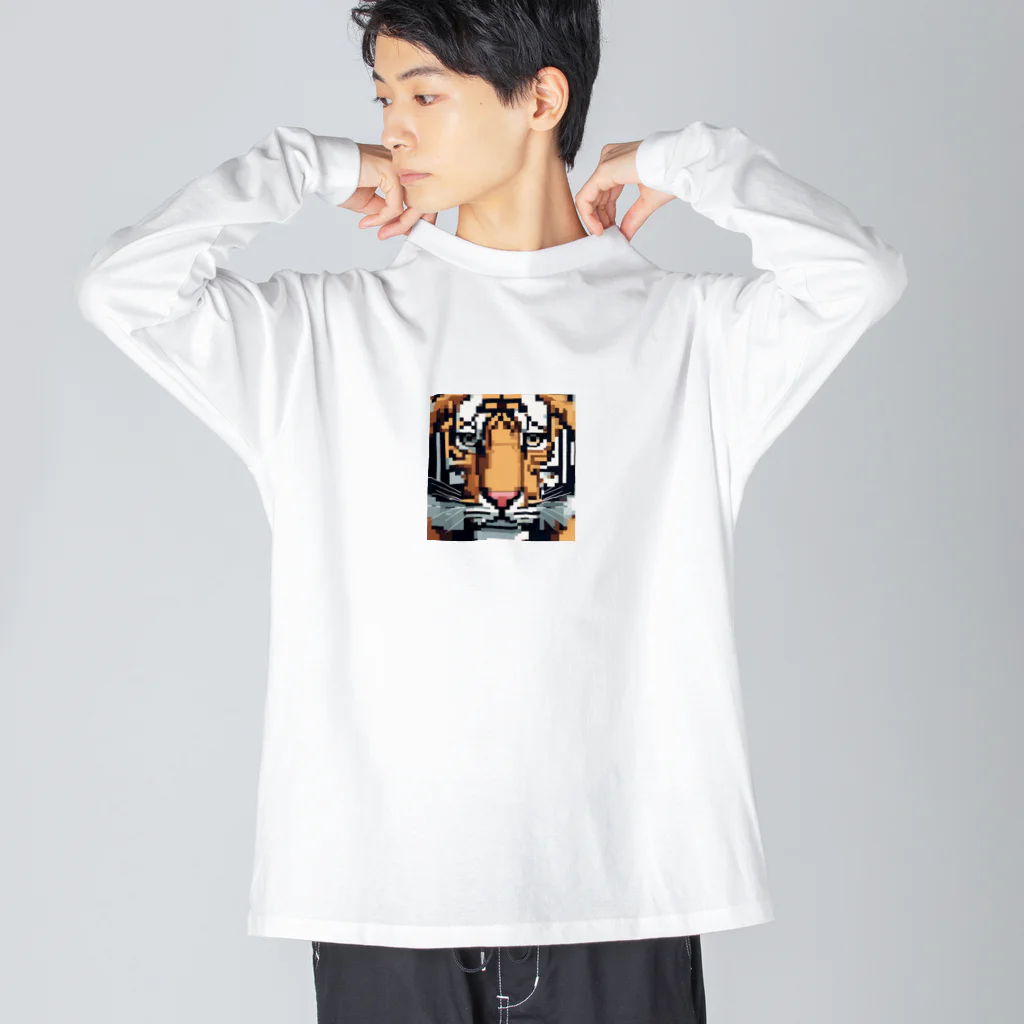 ki1962のドット絵で描かれた虎のアップ画像のプレミアムグッズ ビッグシルエットロングスリーブTシャツ