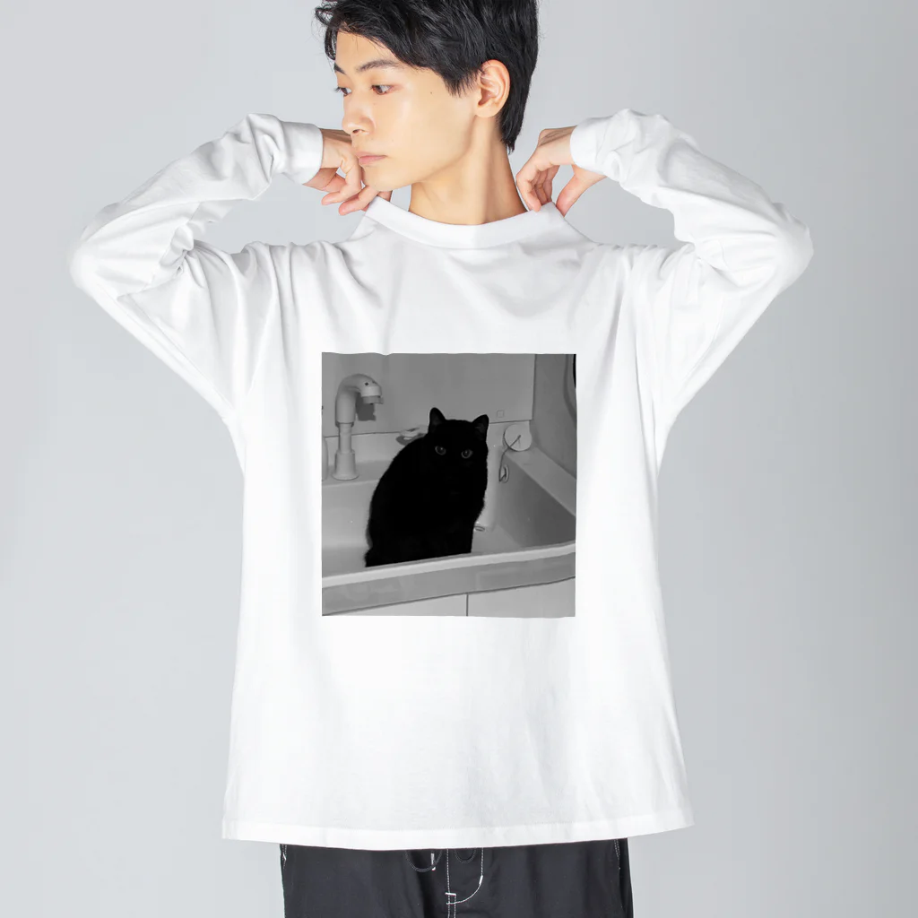 深夜の猫屋さんの深夜猫 ビッグシルエットロングスリーブTシャツ