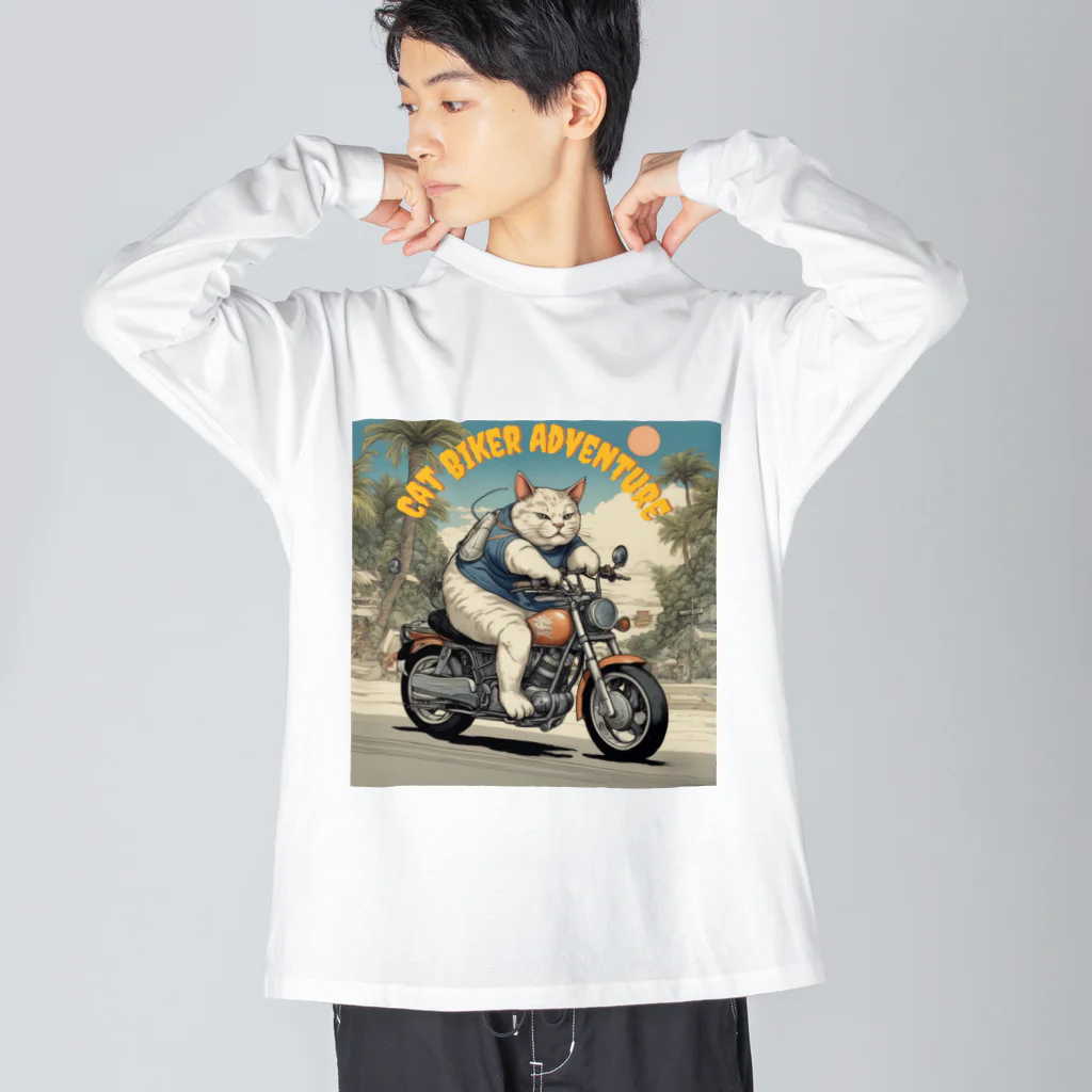 NECOSUIのキャットバイカー ビッグシルエットロングスリーブTシャツ