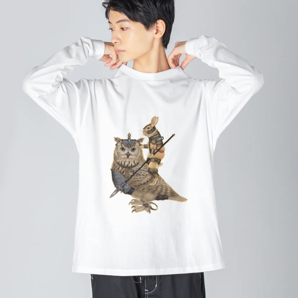 うさぎのうみちゃんねるショップの久保俊太郎作品 うさぎ騎兵No.113-うさぎのうみ Big Long Sleeve T-Shirt