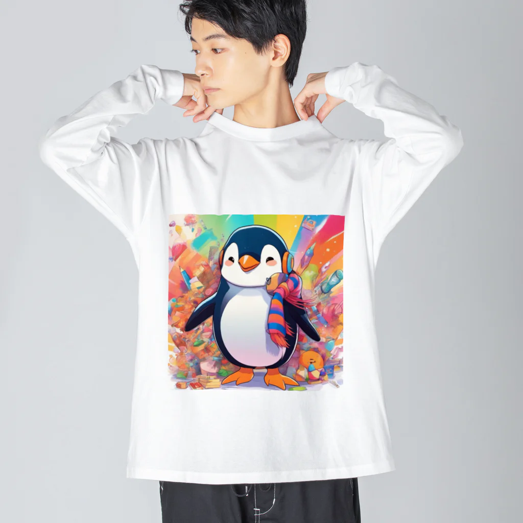 aki7sの笑顔のペンギン ビッグシルエットロングスリーブTシャツ