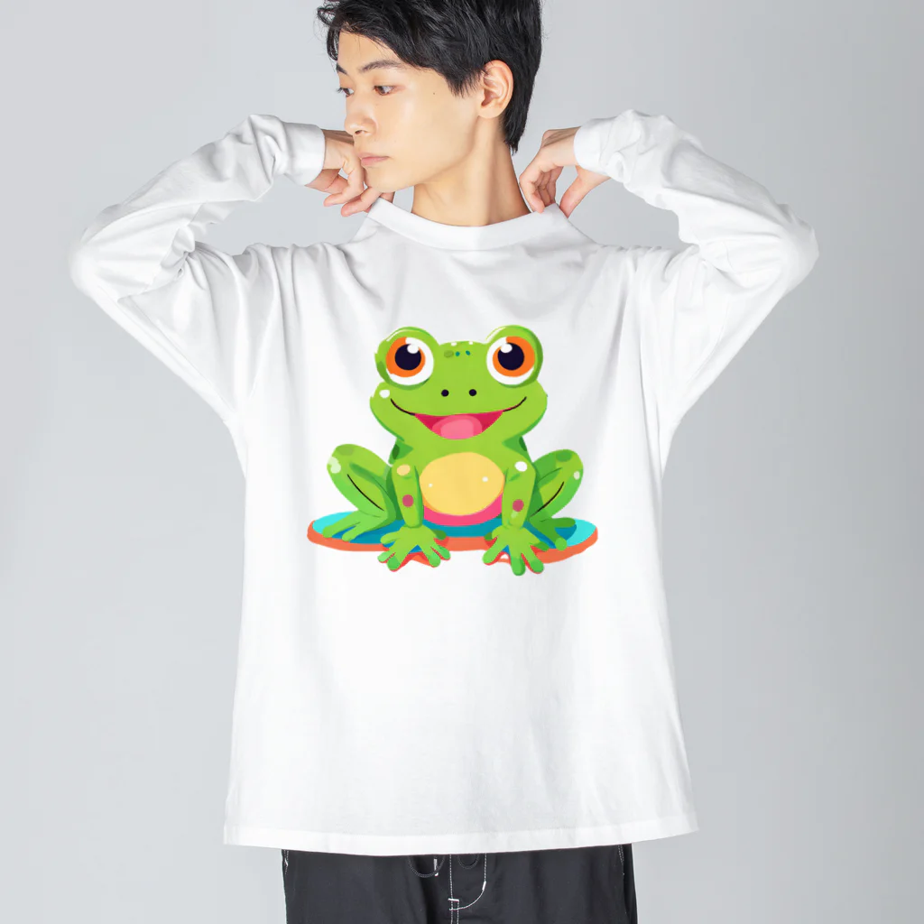 Tiny Cute Crittersのかわいいカエル ビッグシルエットロングスリーブTシャツ