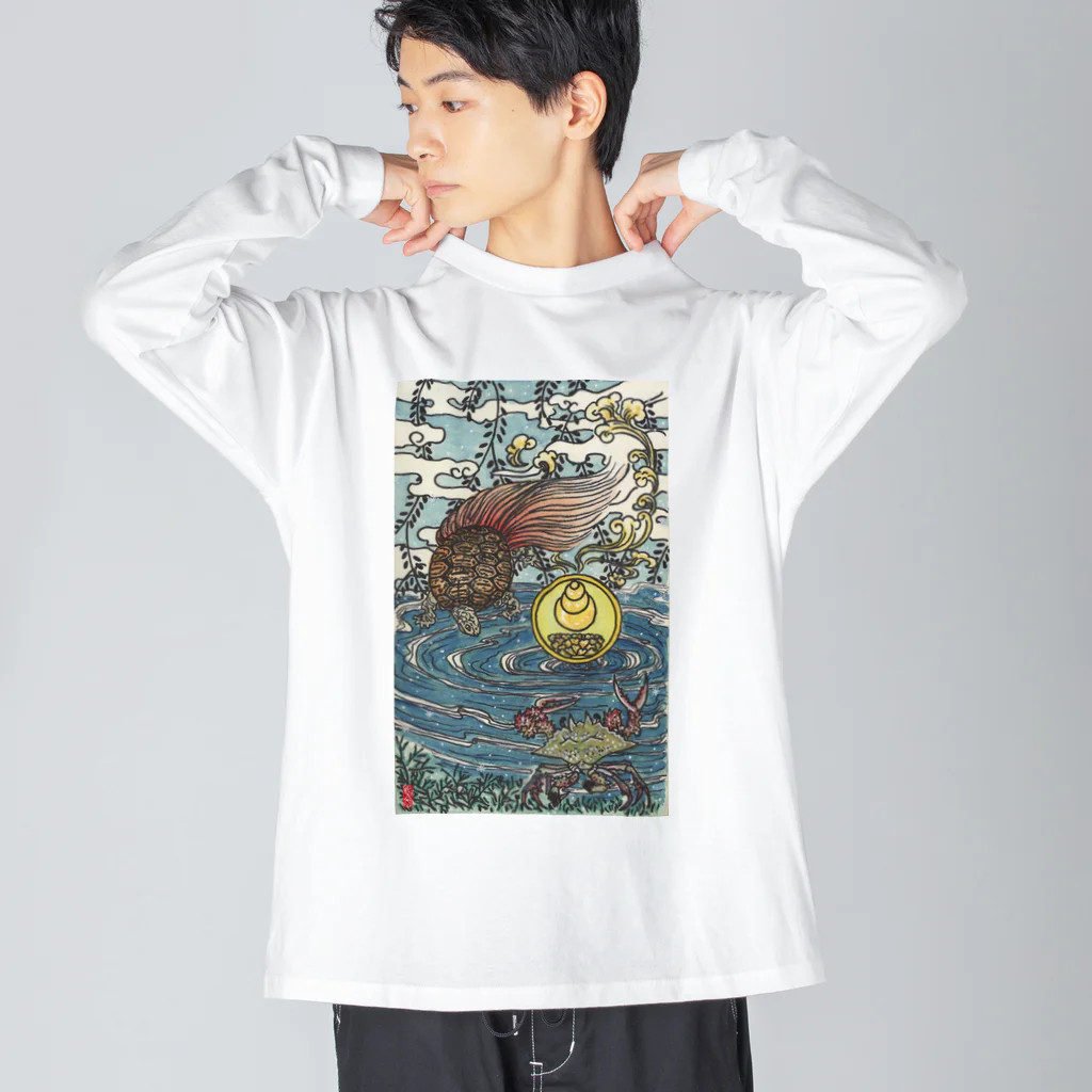 JapaneseArt Yui Shopの亀蟹合戦 ビッグシルエットロングスリーブTシャツ