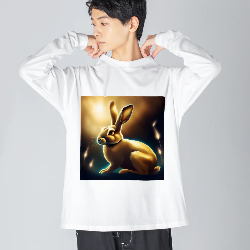 Luck with moneyの金運アップ！！黄金のうさぎ Big Long Sleeve T-Shirt