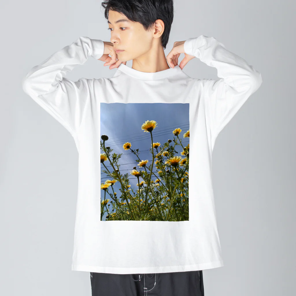 MMの黄色い春菊の花 ビッグシルエットロングスリーブTシャツ