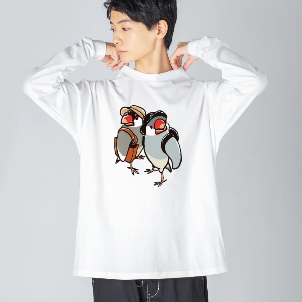 もしもしこちら文鳥の文鳥ちゃん知らない街を探検 Big Long Sleeve T-Shirt