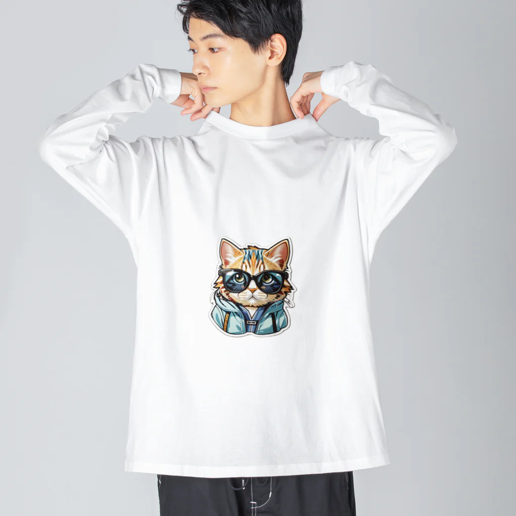 R-KAMIのサングラス猫2 ビッグシルエットロングスリーブTシャツ