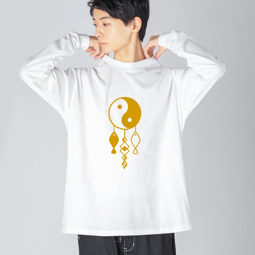 よねやしょうの陰陽太極図と双魚 (金茶色) Big Long Sleeve T-Shirt