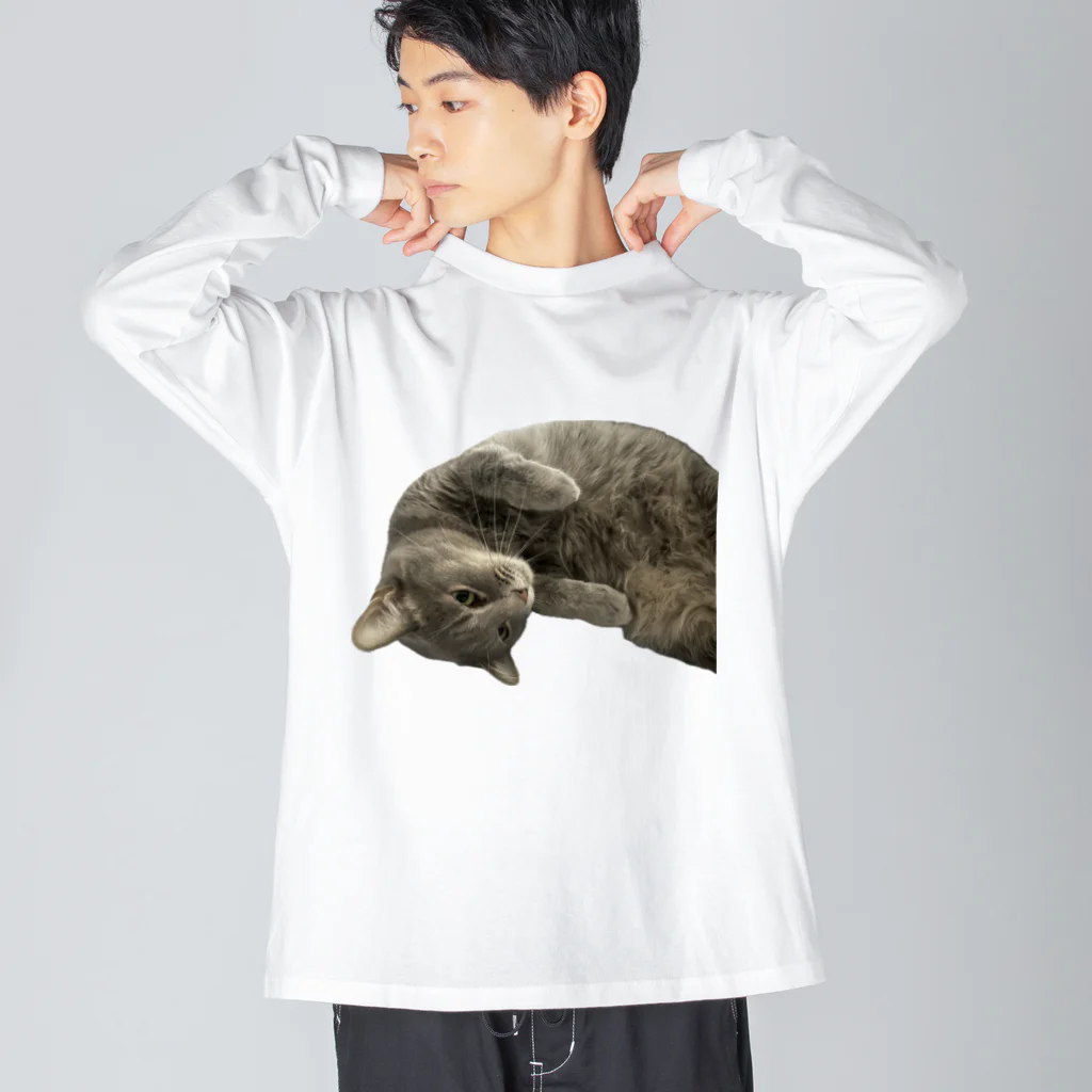 グレージュ猫ロッタン🐈‍⬛のロッタンのリラックスタイム Big Long Sleeve T-Shirt