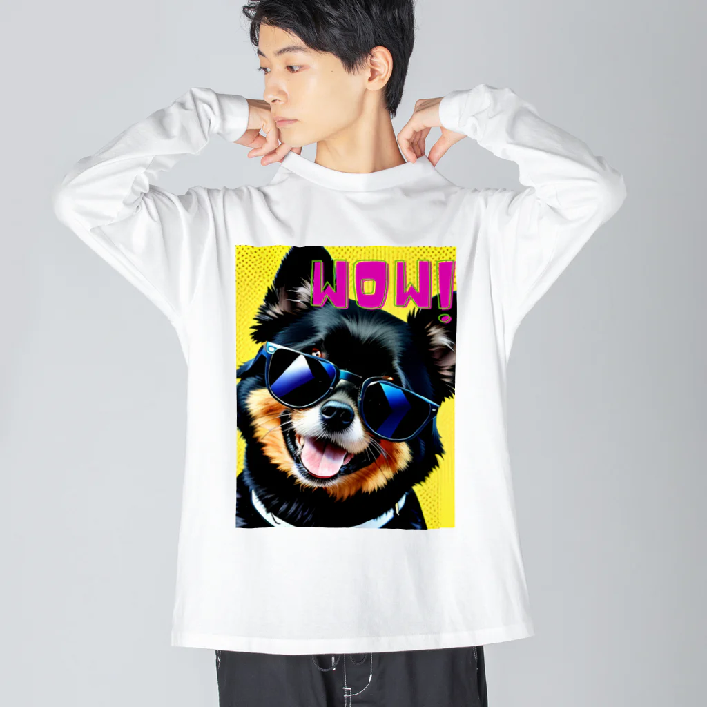 Pom-Dog'sのちょい悪黒ポメ　ジョニー ビッグシルエットロングスリーブTシャツ