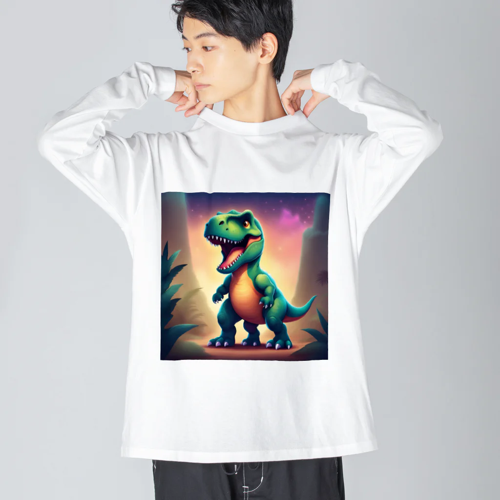 春乃遊羽アイディアイラストショップの可愛いティラノサウルス Big Long Sleeve T-Shirt