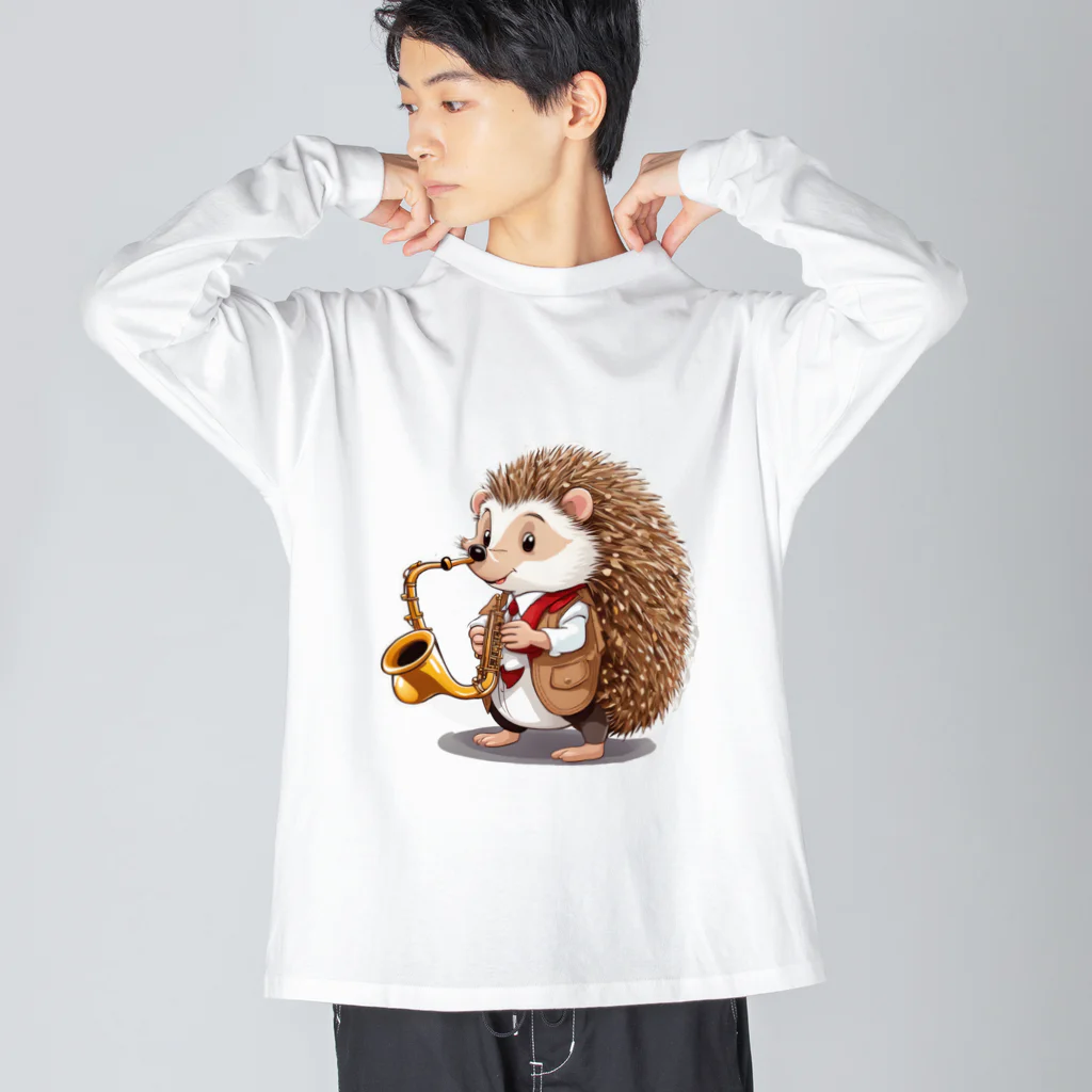 moriugのサックスを演奏するハリネズミ Big Long Sleeve T-Shirt