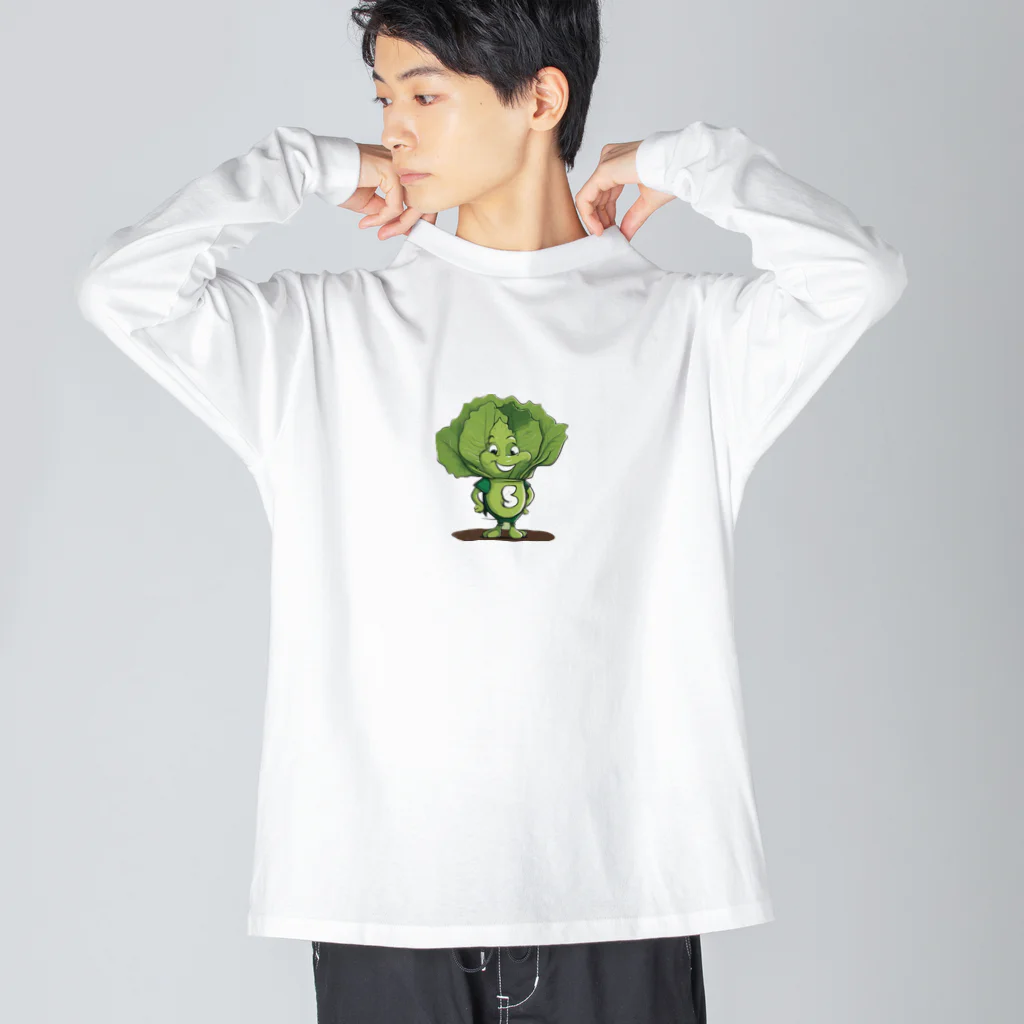 Suzurin’s Creationsの野菜キャラクター レタスのレオ ビッグシルエットロングスリーブTシャツ