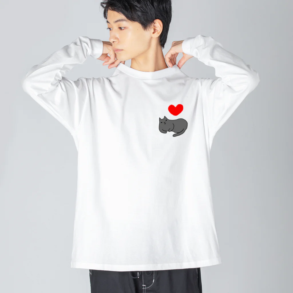 ３２１６のl love クロネコ Big Long Sleeve T-Shirt