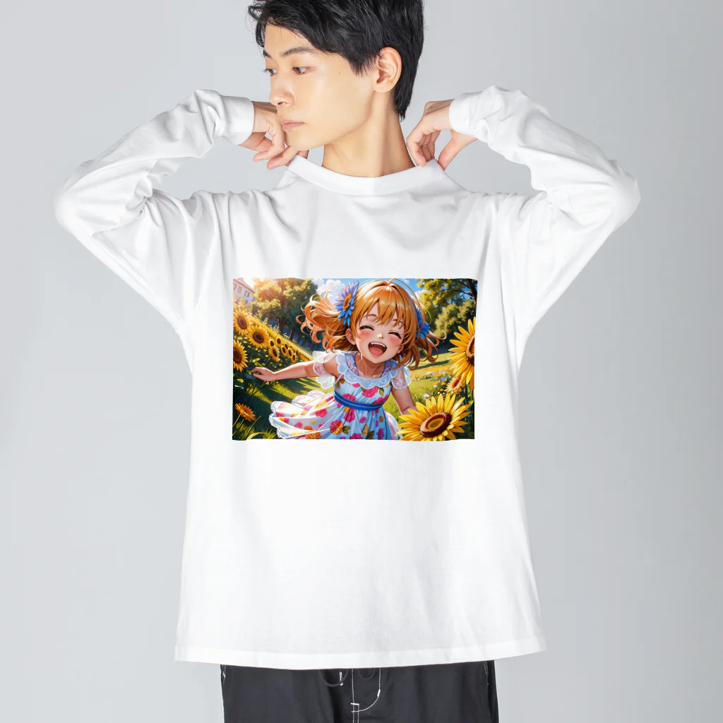 poketuのかわいい少女のイラストグッズ Big Long Sleeve T-Shirt