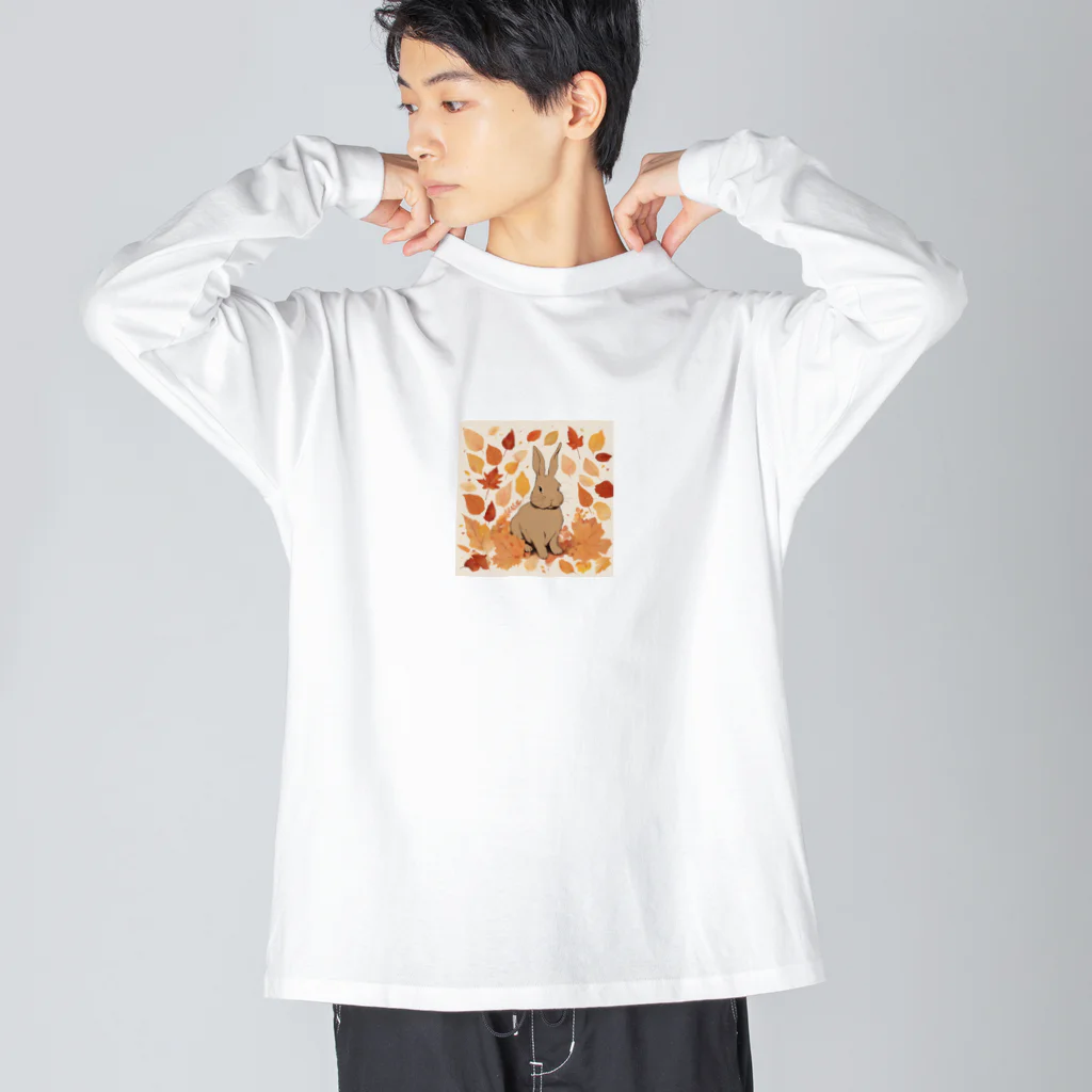 mojaの紅葉とうさぎ🐰 ビッグシルエットロングスリーブTシャツ