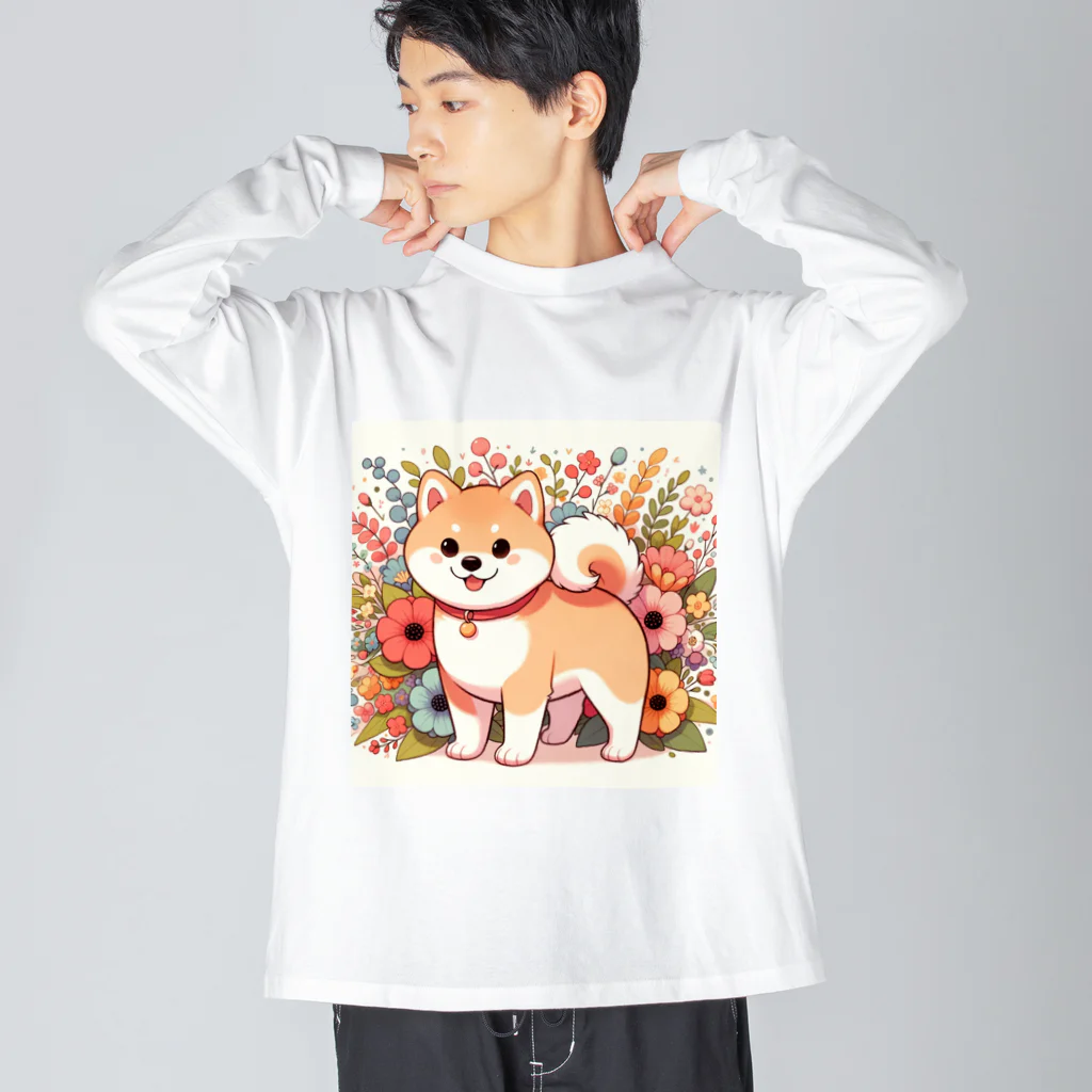 uyuyoshieの可愛い柴犬 ビッグシルエットロングスリーブTシャツ