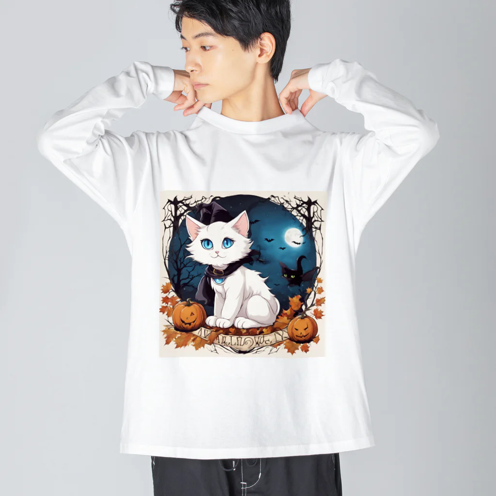 yoiyononakaのハロウィンの白猫08 Big Long Sleeve T-Shirt