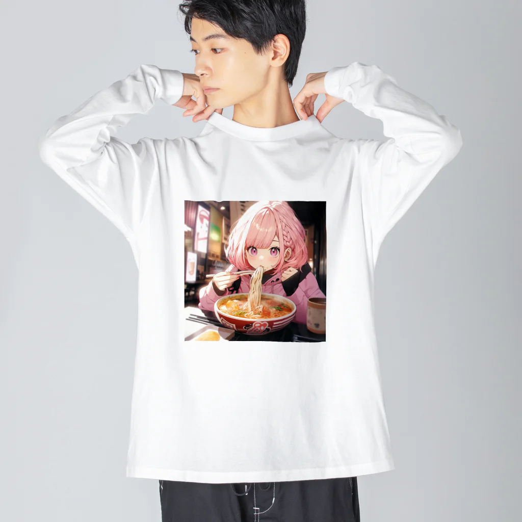 ぶーたんのラーメンをたべる女の子 Big Long Sleeve T-Shirt