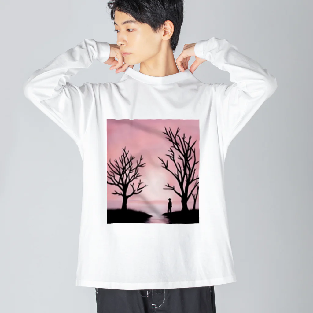 YOKAZE KASUMIの鮮やかなピンクが背景のかわカッコイイグッズ！ Big Long Sleeve T-Shirt