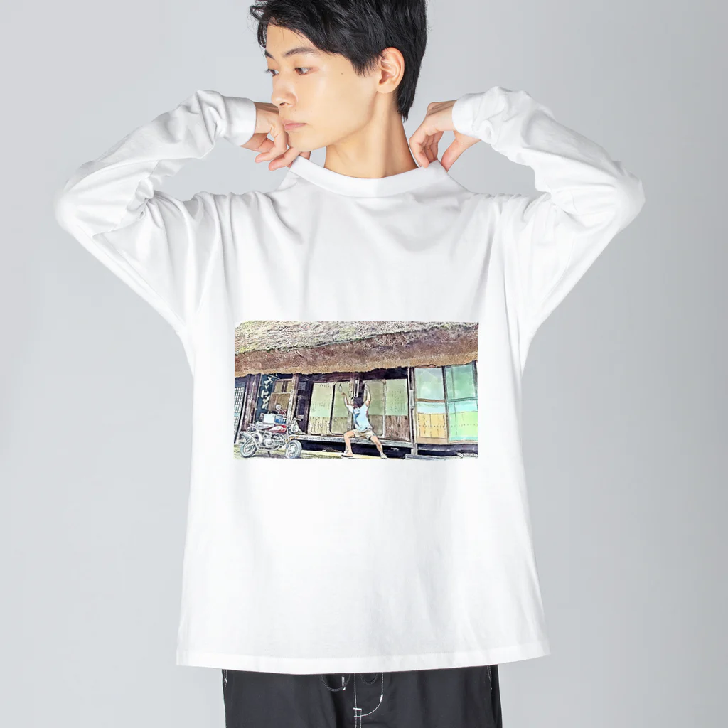 てんてけてんのバイクに威嚇する男 Big Long Sleeve T-Shirt