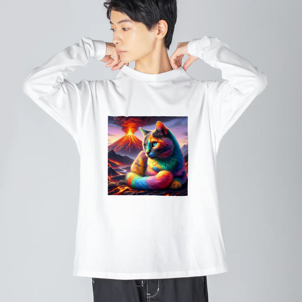 ニャーちゃんショップのカラフルキャット ビッグシルエットロングスリーブTシャツ