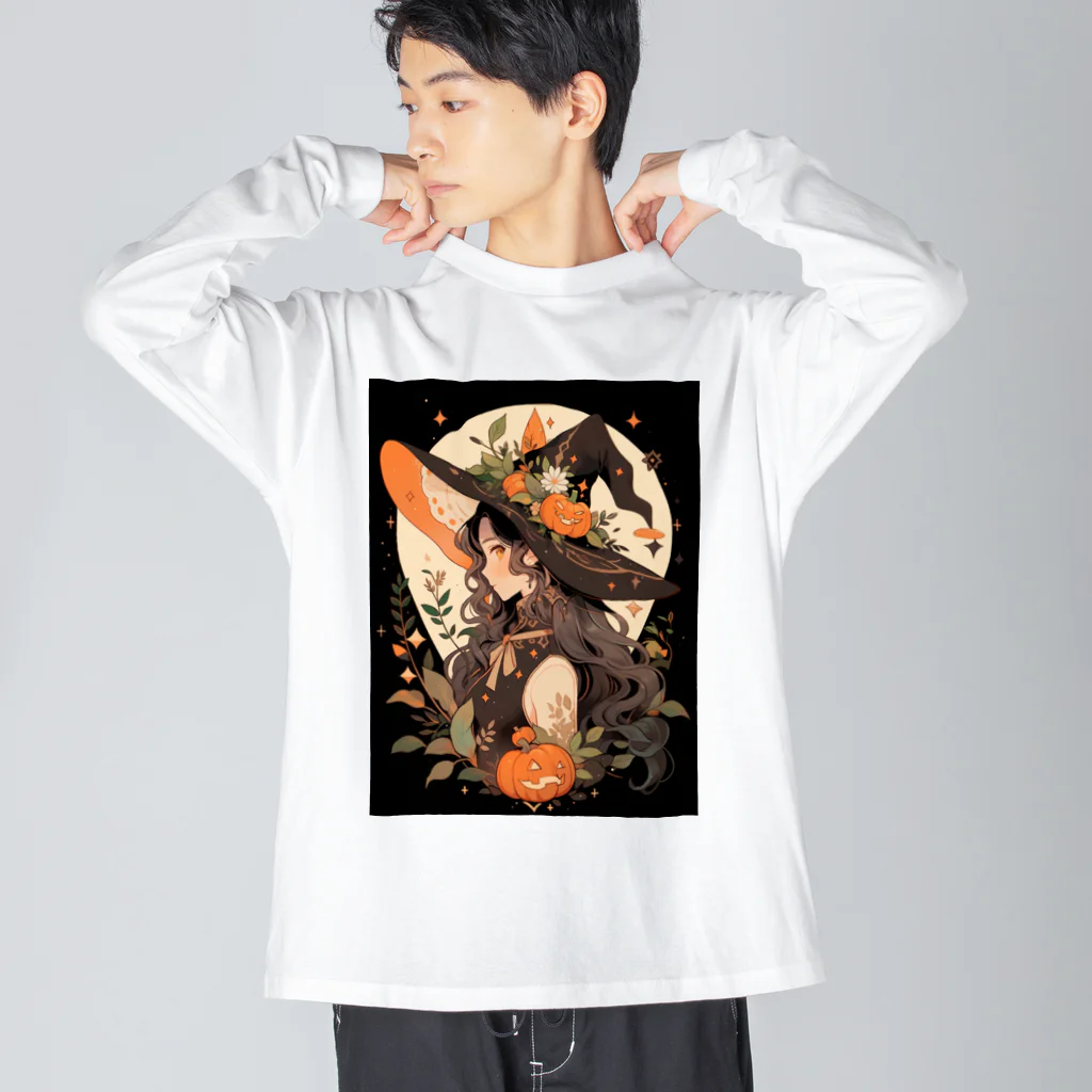 AIと愛とARTのSHOPのハロウィンの魔女 ビッグシルエットロングスリーブTシャツ