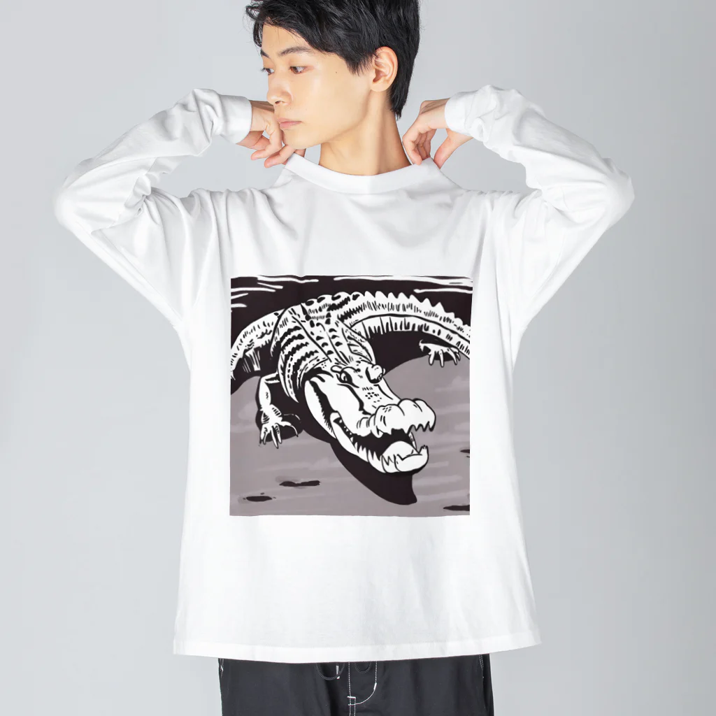 デイリーニューアイテムストアの少しだけ可愛いワニさん Big Long Sleeve T-Shirt