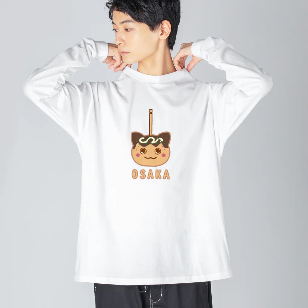 elmi_niikawaのネコたこ焼き ビッグシルエットロングスリーブTシャツ