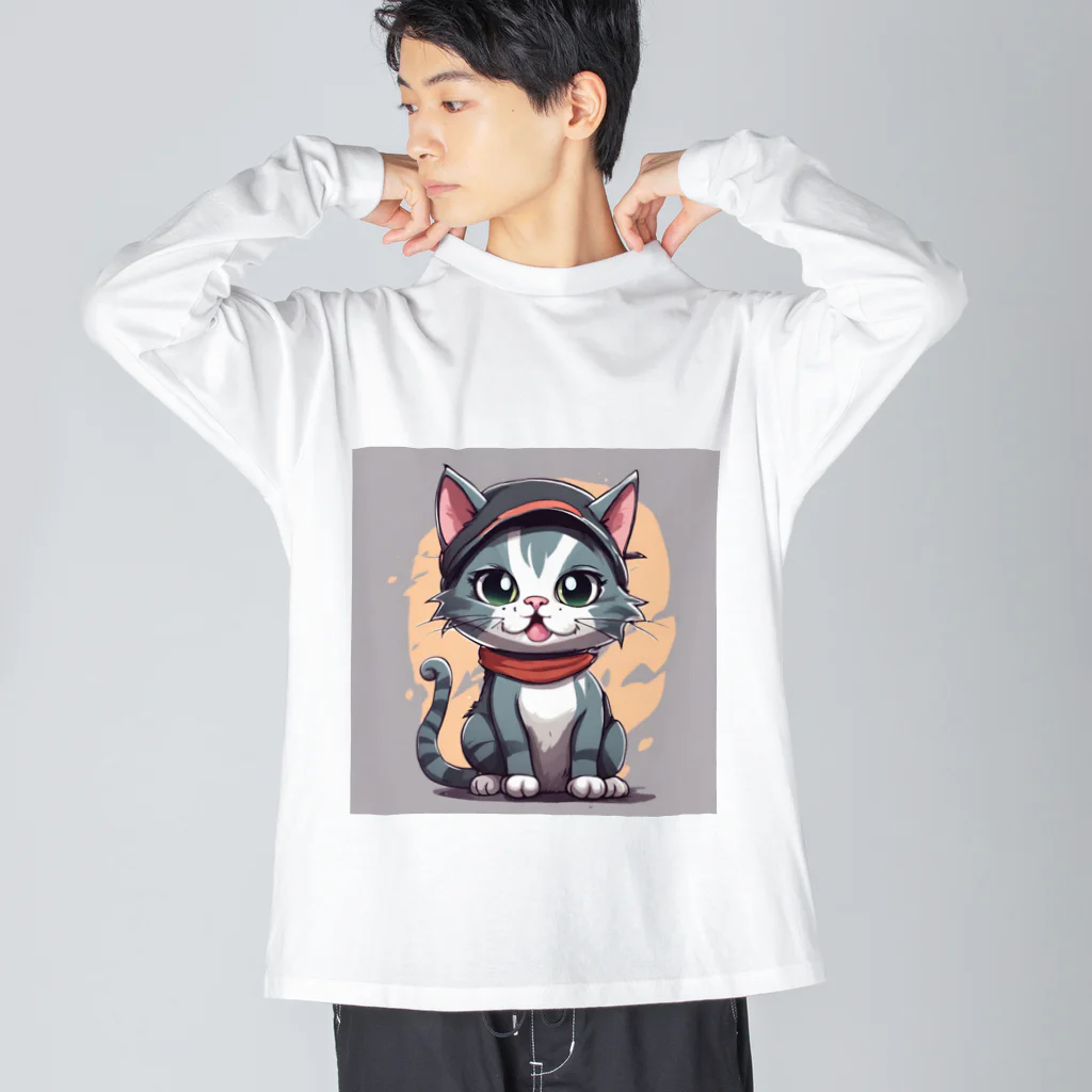 じゅんじゅんのキャップ猫 ビッグシルエットロングスリーブTシャツ