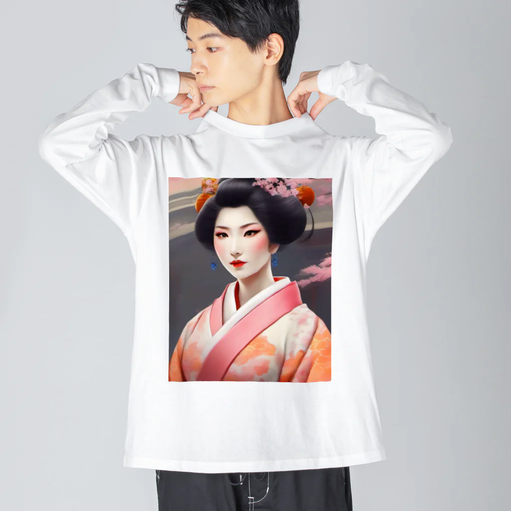 wawomotsuのJapanese Courtesan Bloom Tee ”Geisha” ビッグシルエットロングスリーブTシャツ