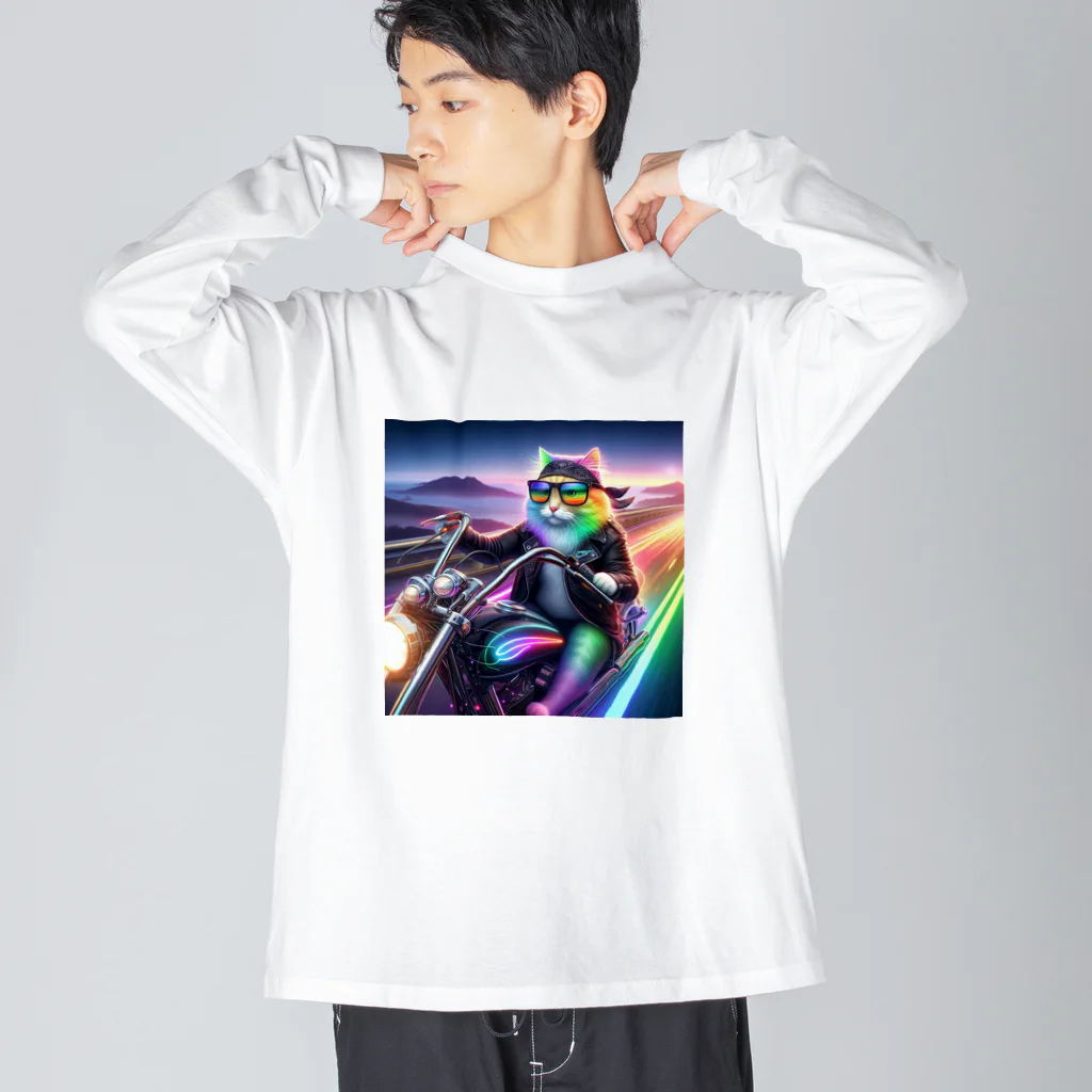 ニャーちゃんショップのキャットライダー ビッグシルエットロングスリーブTシャツ