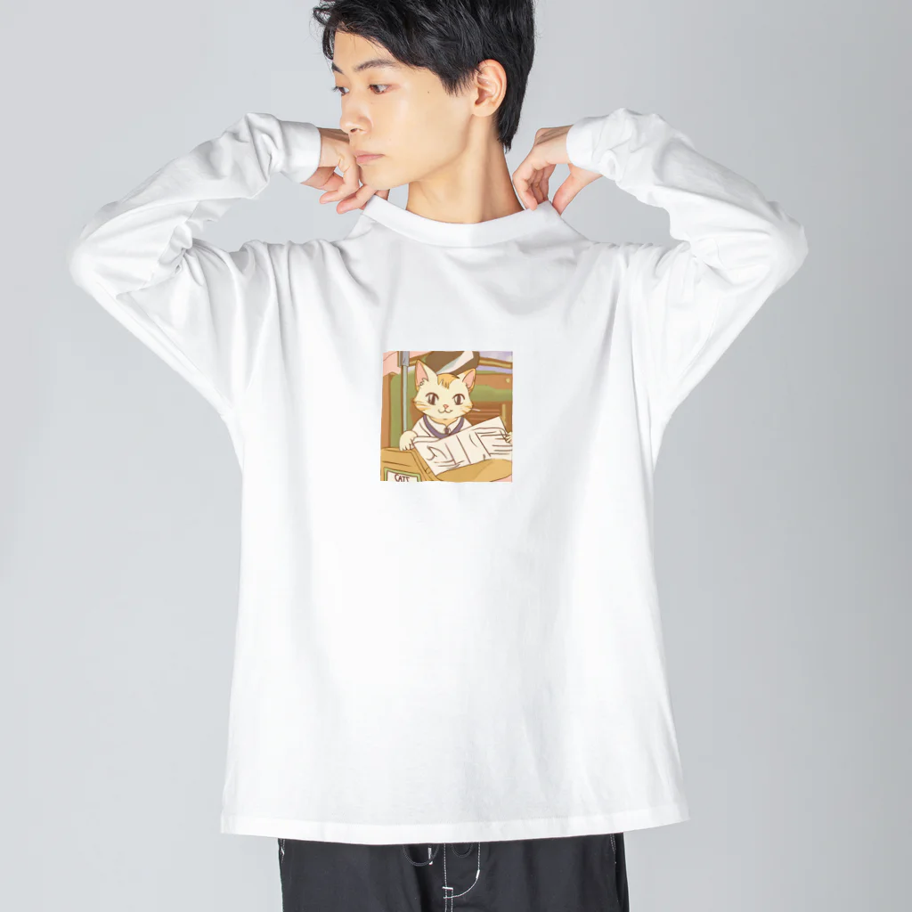 Yoshionekoのカワヨ仕事ネコ ビッグシルエットロングスリーブTシャツ