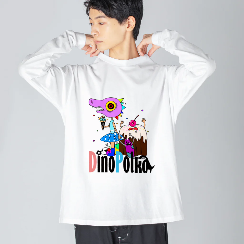 DinoPolkaのスウィートザウルスちゃん ビッグシルエットロングスリーブTシャツ