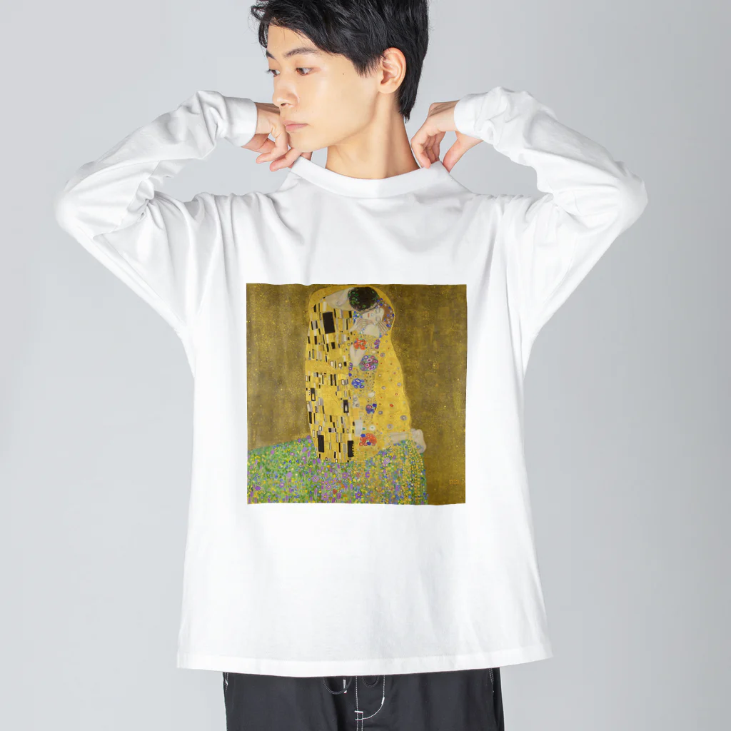 名画館のクリムト「接吻」　グスタフ・クリムトの絵画【名画】 ビッグシルエットロングスリーブTシャツ