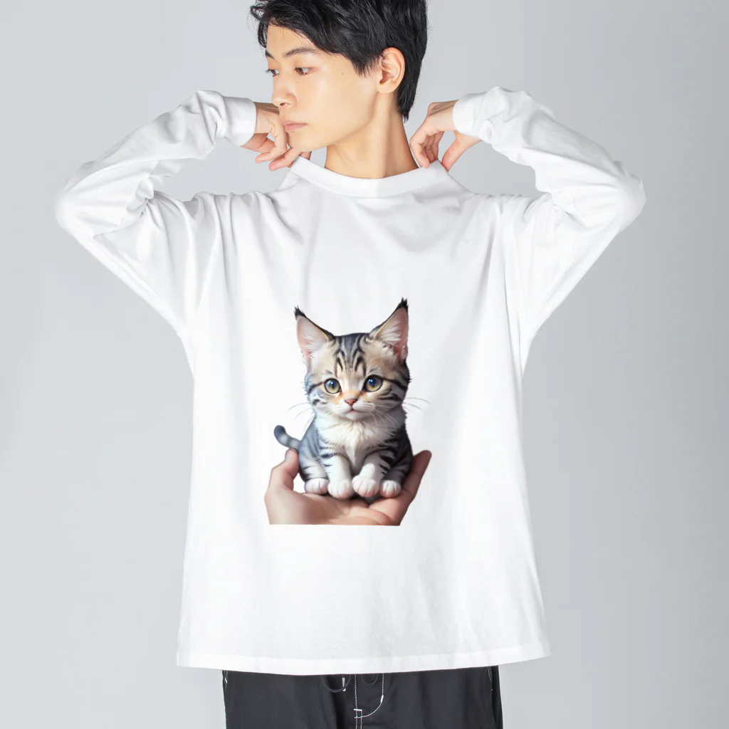 ジヤム職人の"手のひらの猫"  ビッグシルエットロングスリーブTシャツ