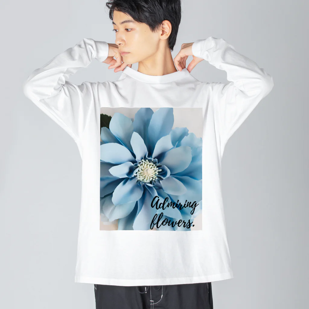 Blue @ Walkerの可愛い花 Big Long Sleeve T-Shirt