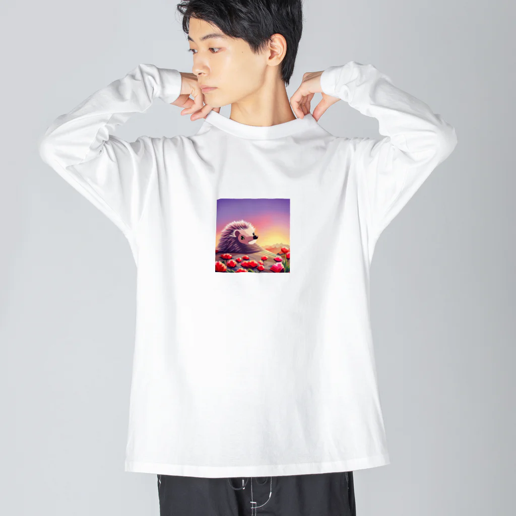 koba777のドット絵ハリネズミ ビッグシルエットロングスリーブTシャツ