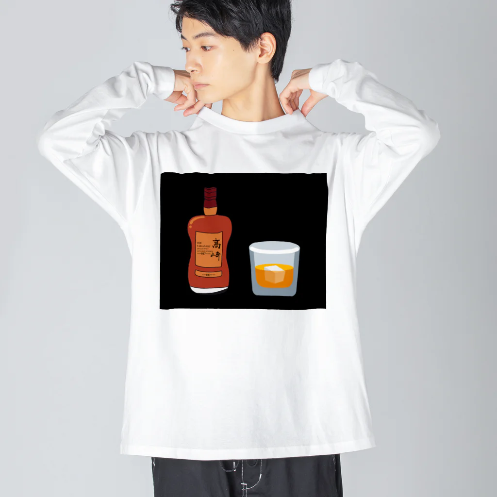 NokuchiiのTHE TAKASAKI SINGLE MALT JAPANEZE WHISKY AGED 027 YEARS ビッグシルエットロングスリーブTシャツ