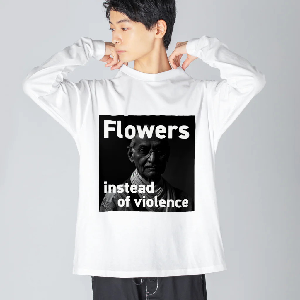 tetchの暴力の代わりに花束を。 ビッグシルエットロングスリーブTシャツ