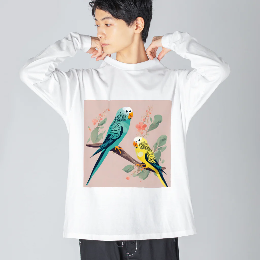 pinetreeのインコ１ ビッグシルエットロングスリーブTシャツ