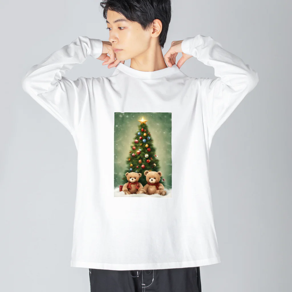 규리shopのテディーベア兄弟のクリスマス ビッグシルエットロングスリーブTシャツ