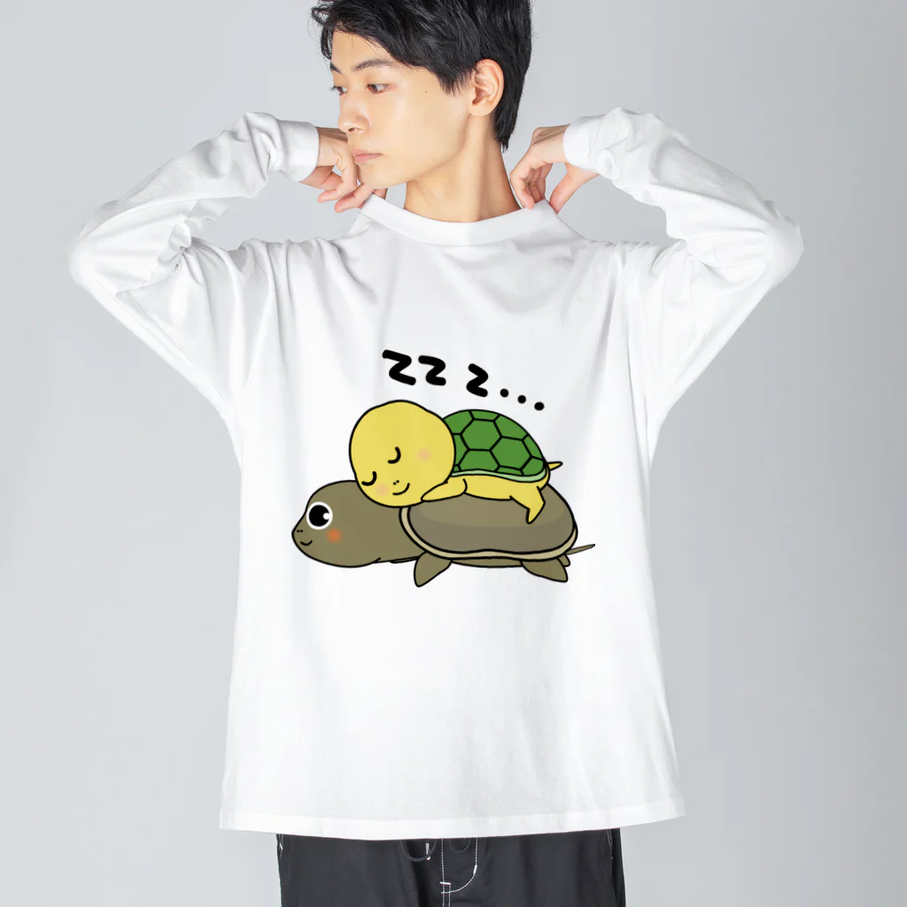 chicodeza by suzuriのすっぽんと緑亀 Big Long Sleeve T-Shirt
