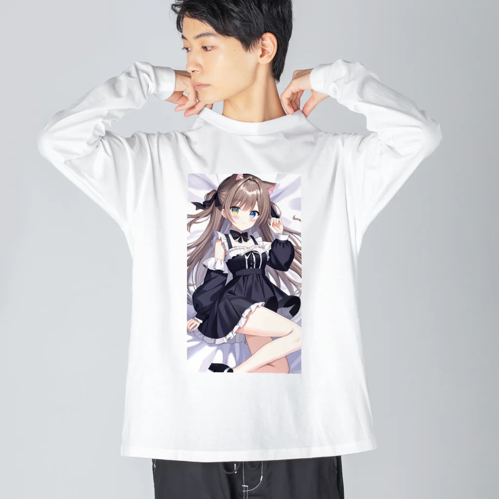 WAKEN0709の猫耳ゴスロリ美少女 ビッグシルエットロングスリーブTシャツ