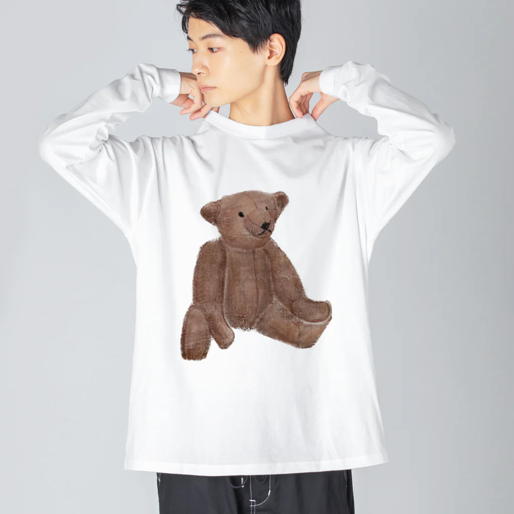 みにゆん　ねこのLovely bear。brown bear ビッグシルエットロングスリーブTシャツ