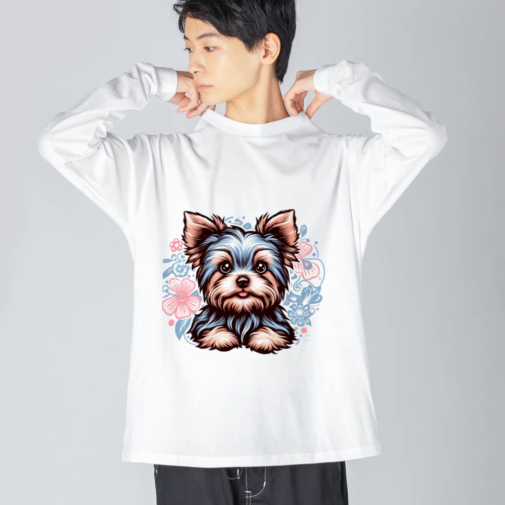 ガオのお店のかわいいヨークシャテリアのグッズ Big Long Sleeve T-Shirt